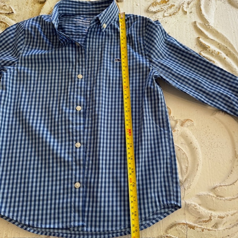 Vineyard Vines Blue Check Button Up Size 5 - Picture 7 of 7